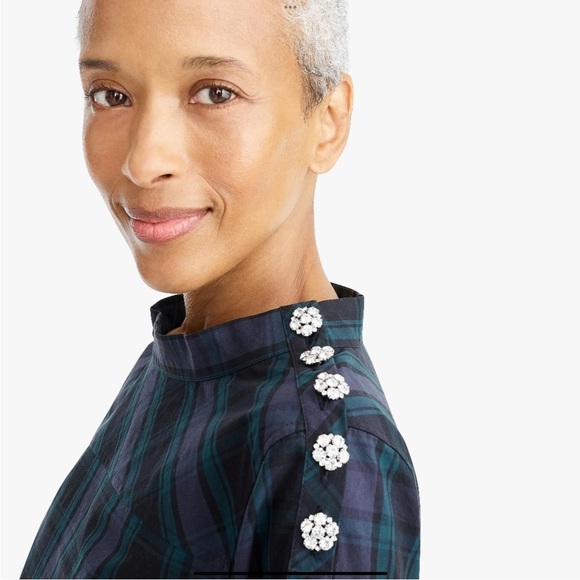 JCREW JEWELED FUNNELNECK SHIRT SZ 2 - Picture 1 of 5